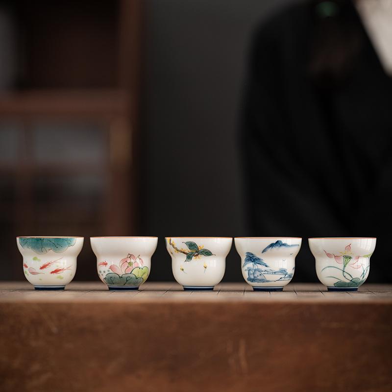 Hand-Painted Jade White Tea Cup Set - Kung Fu Style Porcelain with Gift Box