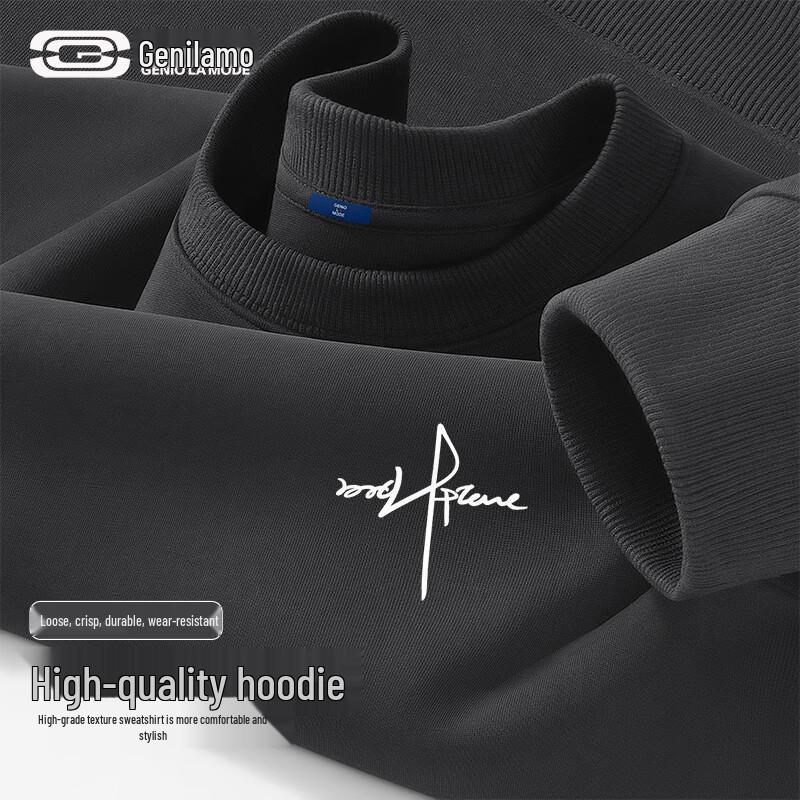 GENIOLAMODE Men s Crew Neck Casual Loose Sweatshirt L