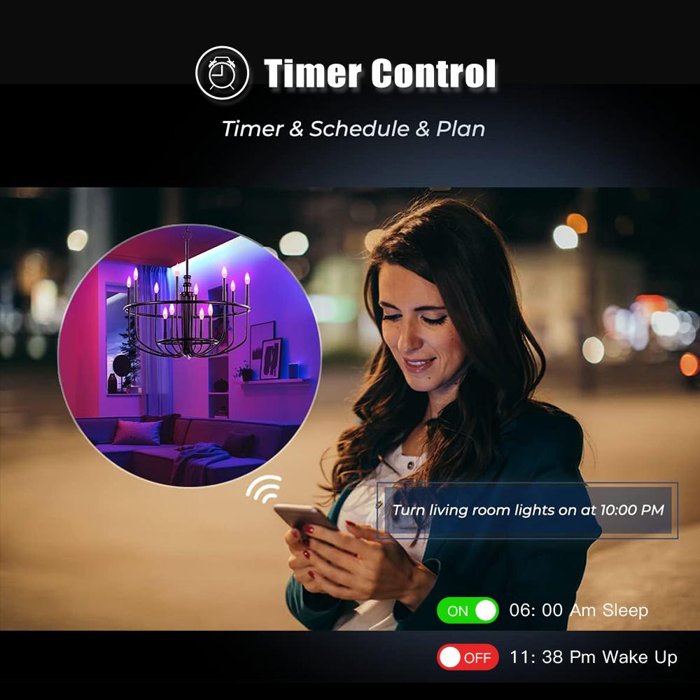 Tuya Wifi E14 Candle Lamp App Control Smart Lamp Bluetooth RGB+CW LED Light Dimmable — фото 4