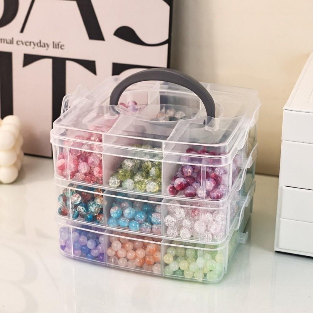 4/5/6-Layer Stackable Transparent Storage Box Handheld Organizer Multi-layer Storage Box Portable Jewelry Holder Toy Sorting