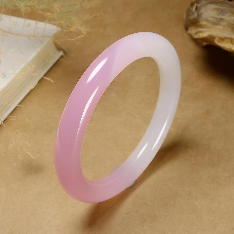 

Натуральний Льодовиковий Вид Світло-рожевий Халцедон Браслет Модний Шарм Агатовий Браслет Нефритовий Браслет Жіночий Подарунок 60-62mm