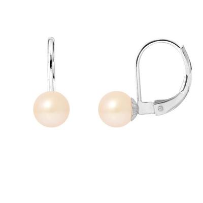 Ohrringe - - Echte Zuchtperlen 6-7 mm - 925 Silber - Natur Pink - AAA+