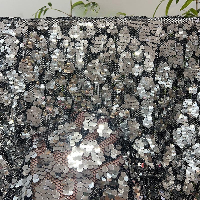 1/3Yard Gradient Full Shiny Sequin Fabric Embroidered Netting Material for Wedding Dresses Evening Gowns Cheongsam Sequin Fabric