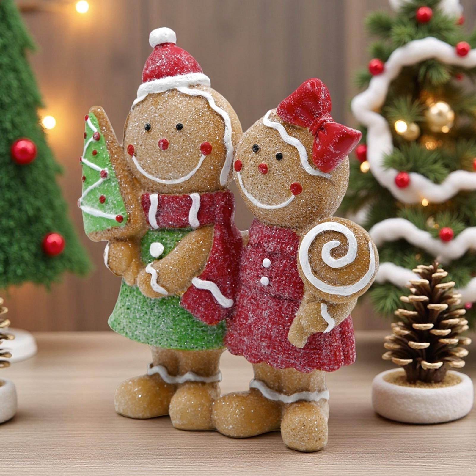 Couple Christmas Gingerbread Man Decoration Resin Gingerbread Man Ornament Christmas Party Home Decoration Gift CHINA