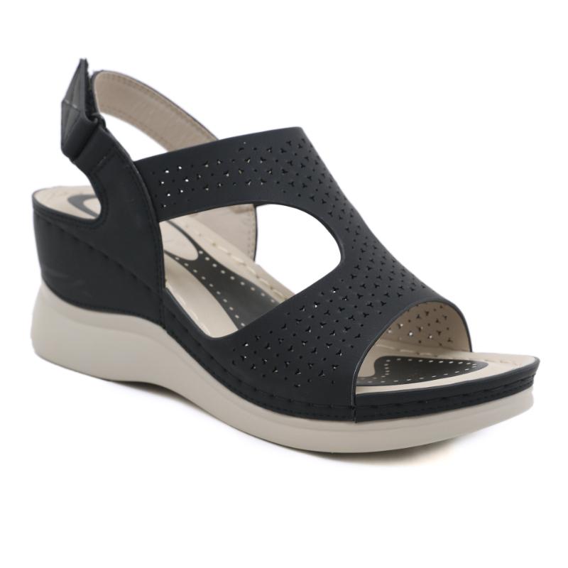 2025 Spring And Summer New Fashionable Casual Wedge Beach Sandals Women's Shoes Hollow Comfortable Wedge Mother's Shoes Elegant