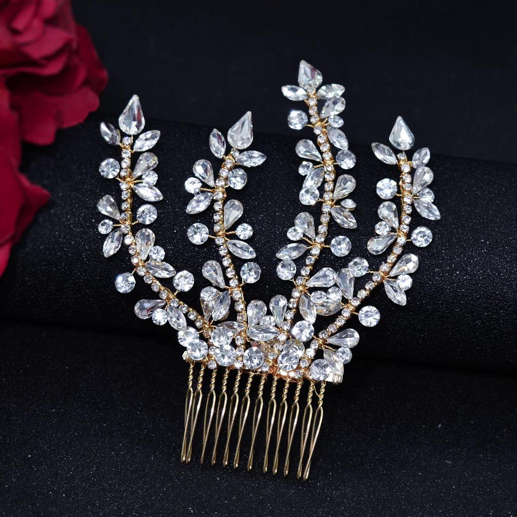 Handmade Rhinestone Bridal Hair Comb Wedding Dress Accessory - Updo Side Decoration Headdress DZ042