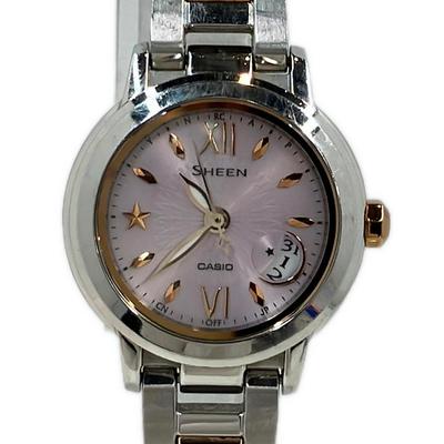 Used Casio Watch SHEEN SHW-1500 Solar Pink Ladies