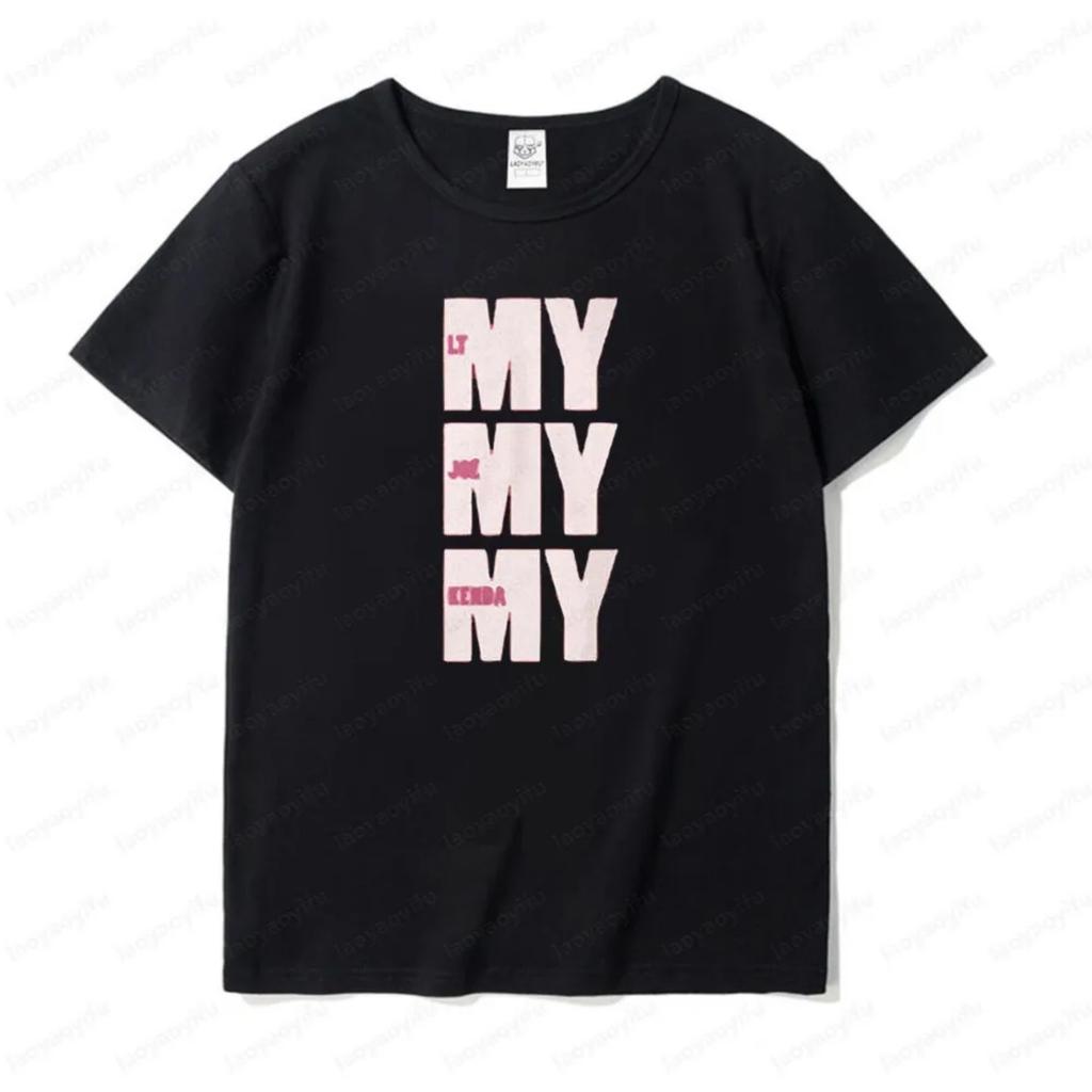 My My My Creative Design T-shirt Letters Slogan Printed Women Short Sleeve Fashionable Casual Summer Round Neck Tee Tops