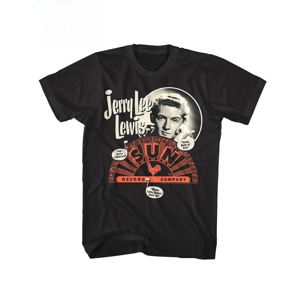 Jerry Lee Lewis Sun Records Retro Rock T-shirt 1950s Music Idol Retro Style - Black Classic Rock Fans Must Have
