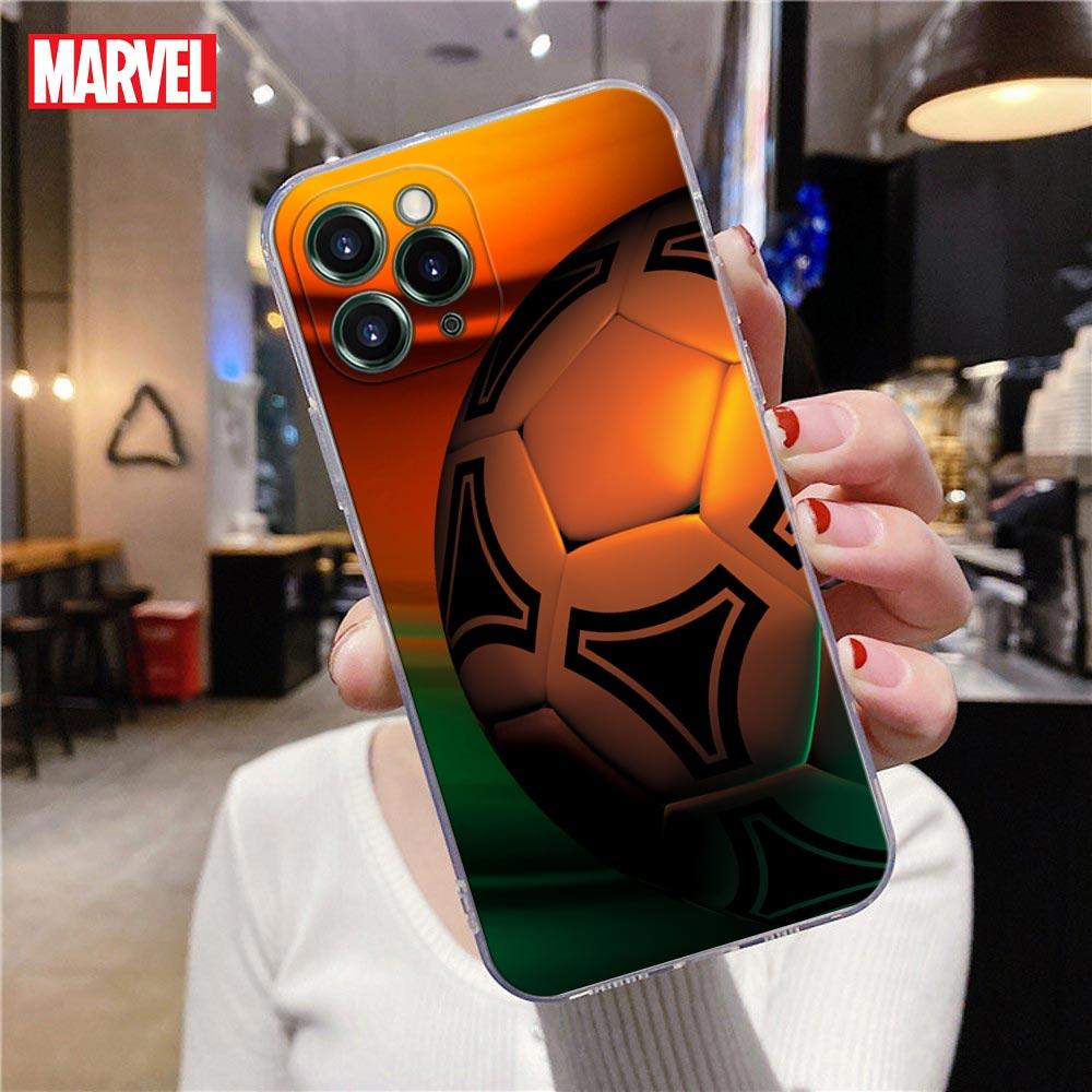 Fußball Transparente Hülle für Apple iPhone 13 12 11 mini Pro Max XS X 7 8 Plus SE 2020 Hülle Cover Soccer Ball Fire Un rayo Balls