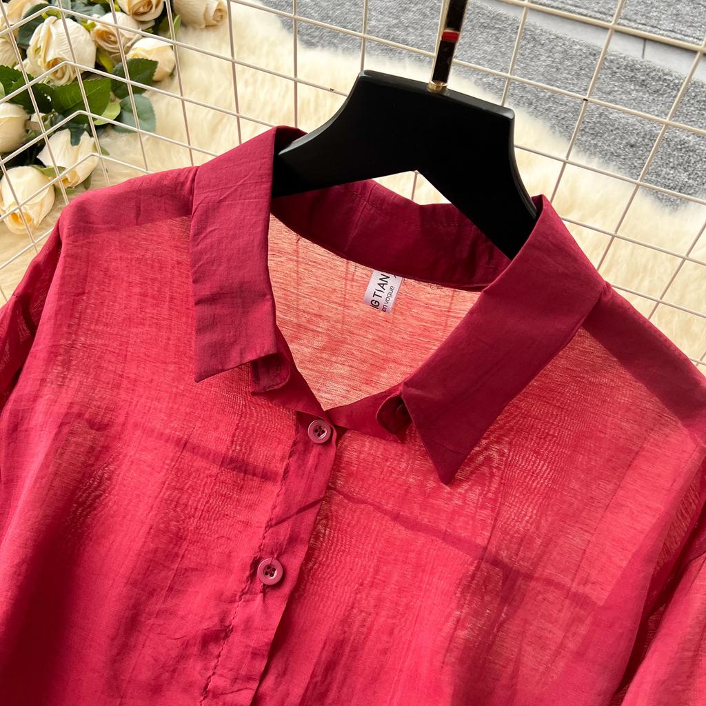 Temperamentsfullt todelt sett for kvinner, nisje lat yttertøy med tynn, løstsittende langermet solskjortejakke + selerkjole