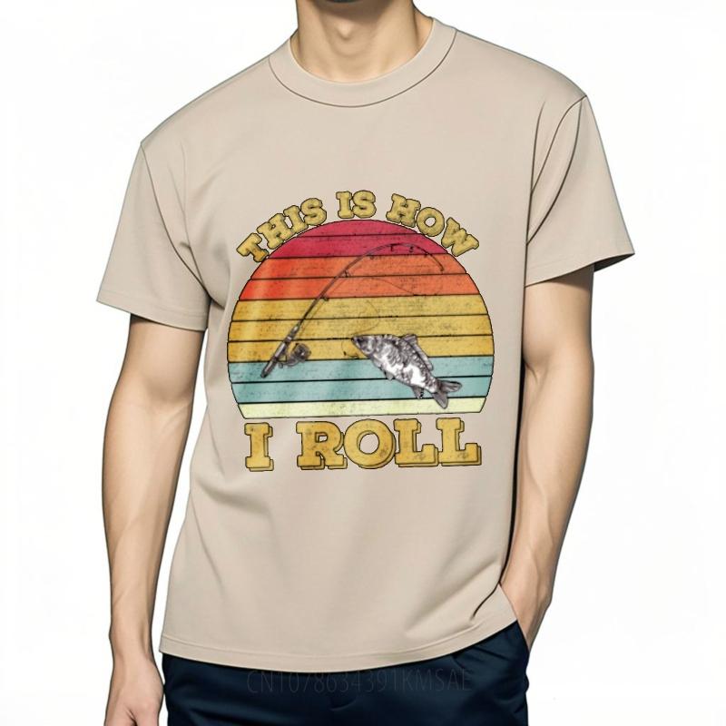 Vintage Tshirt Minimalist Tshirt Adult Unisex Oneck t shirt Streetwear This Is How I Roll Fishing Sunset Classic Unisex Tshirt