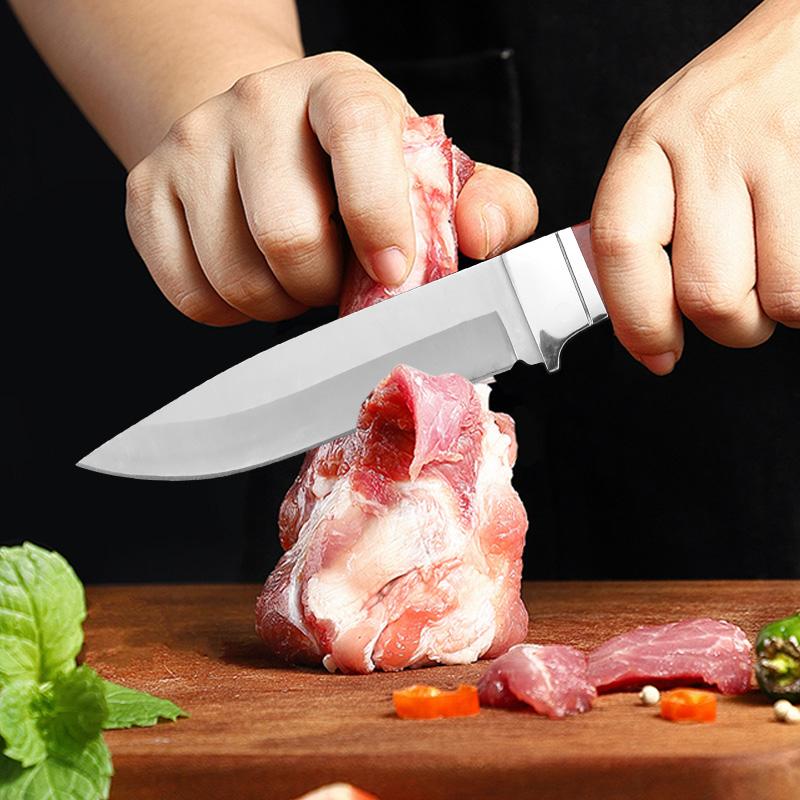 Forged Blade Butcher Boning Knife Wood Handle Utility Knife Chef Slicing Fish Fruit Steak Knife Cleaver Meat BBQ Kitchen Knives
