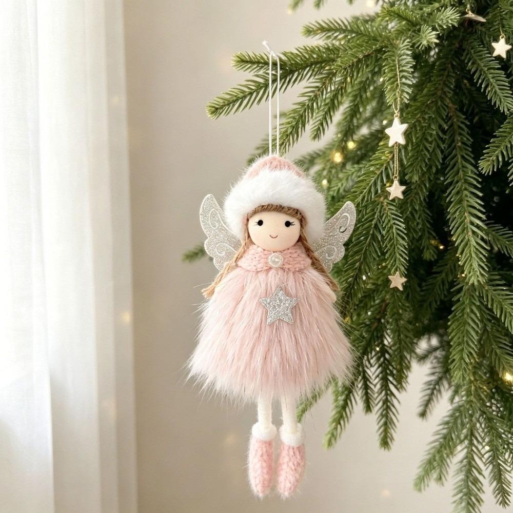 Plush Christmas Angel Girl Ornament Mesh Christmas Tree Decor Christmas Tree Decoration