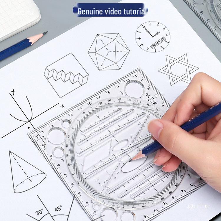 Multifunctional Geometric Drawing and Circle Template Ruler