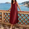 Women's Fashion Color Collar Sleeveless Pleated Dress