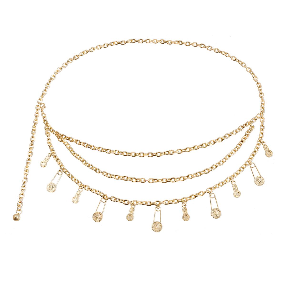 

Vintage Style Lion Heads Pendant Waist Chain, Versatile Waist Chain, Elegant Y2K Fashion Accessory, with Exquisite Charm золотой