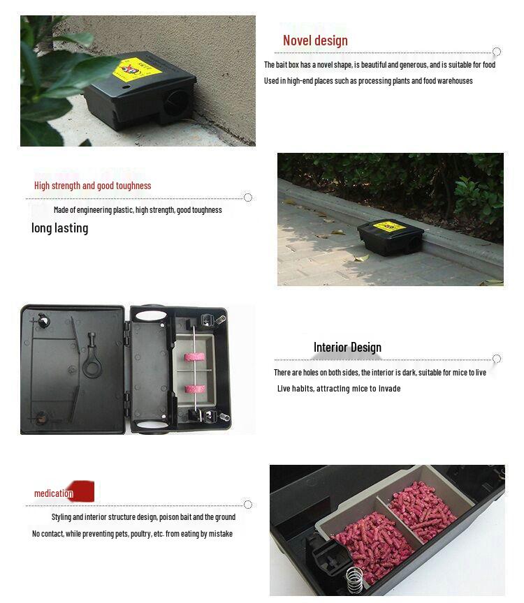 Double-Lock Mouse Bait Station Box with Lock