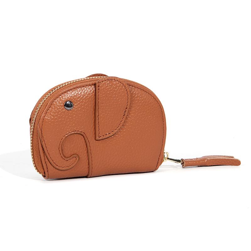 

Японский двусторонний кожаный держатель для карт с изображением слона: Женский милый чехол для ID с несколькими слотами для карт-аккордеон и большой вместимостью