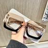 Two-color Transparent Square Frame Glasses Blue Light Blocking Computer Glasses Ladies Clear Lens Optical Spectacle Eyeglasses