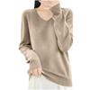 Women's Knit V-Neck Long-Sleeve Top Casual Comfort Long-Sleeve Blouse