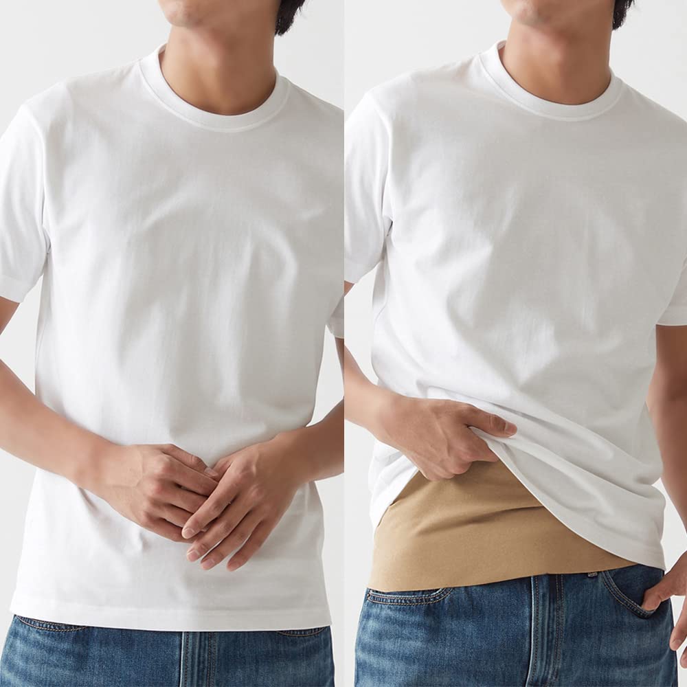Gunze CUT OFF Series Crew Neck with Sweat Absorbing Size for YG in.T T-Shirt Pads, Men's, Black, Small, T-Shirts