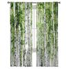 Birch Tree Forest Plant Green Chiffon Sheer Curtains For Living Room Bedroom Home Decoration Window Voiles Tulle Curtain