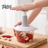 Household Kitchen Gadget Manual Food Chopper, Hand Press Garlic Mincer with 3D Stainless Steel Compact Slicer Blades, 1.5/2L Nuts Eggs Herb