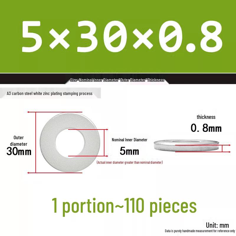 Extra Thick Galvanized Iron Flat Washer, Round, M3-M62