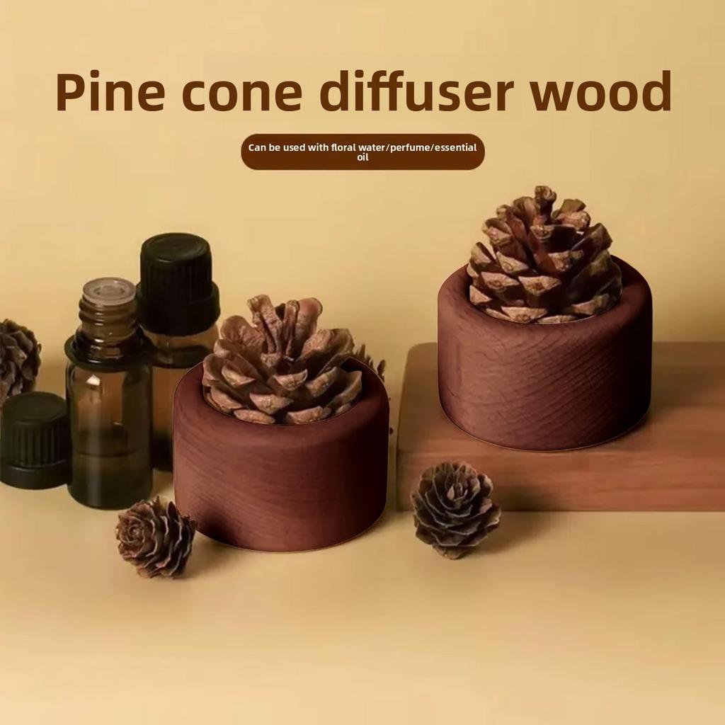 Pinecone Diffuser Wood Home Diffuser Creative Fireless Aromatherapy Desktop Decorative Item Car Carrier Essential Oil Diffuser