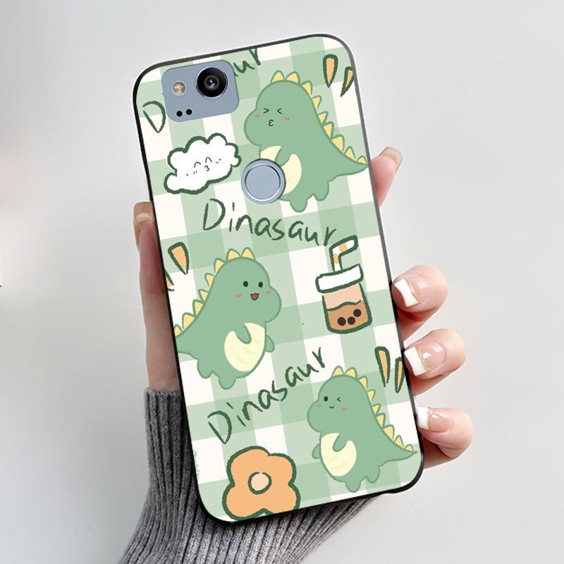 Cute Case For Google Pixel 2 / Pixel 2XL Printing Shell Pixel 1 XL Pixel1 Protective Cover Soft Silicone Cartoon Black Casing