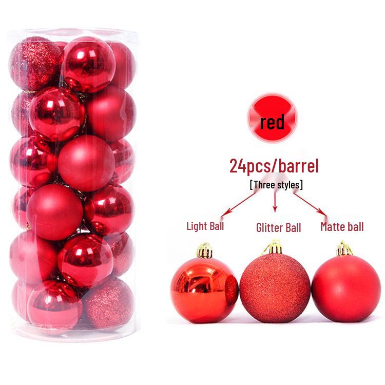

Креативний набір з 24 різдвяних кульок-прикрас - Матові рожеві пластикові прикраси для святкових подарунків 10cm, 24 pcs