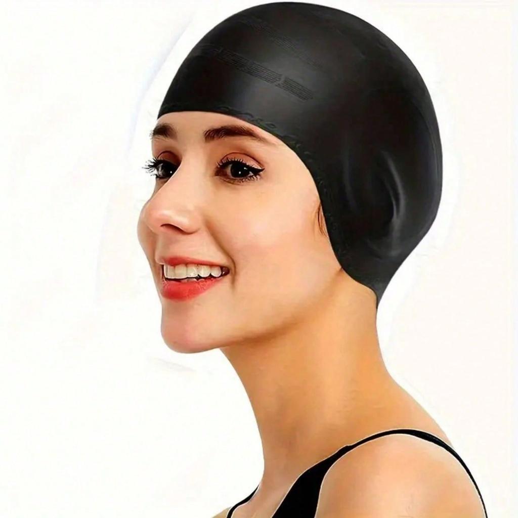 1pc/2pcs Silicone Swim Caps With Ear Coverage, Waterproof Non-Slip Large Size Swimming Hats For Long Hair,