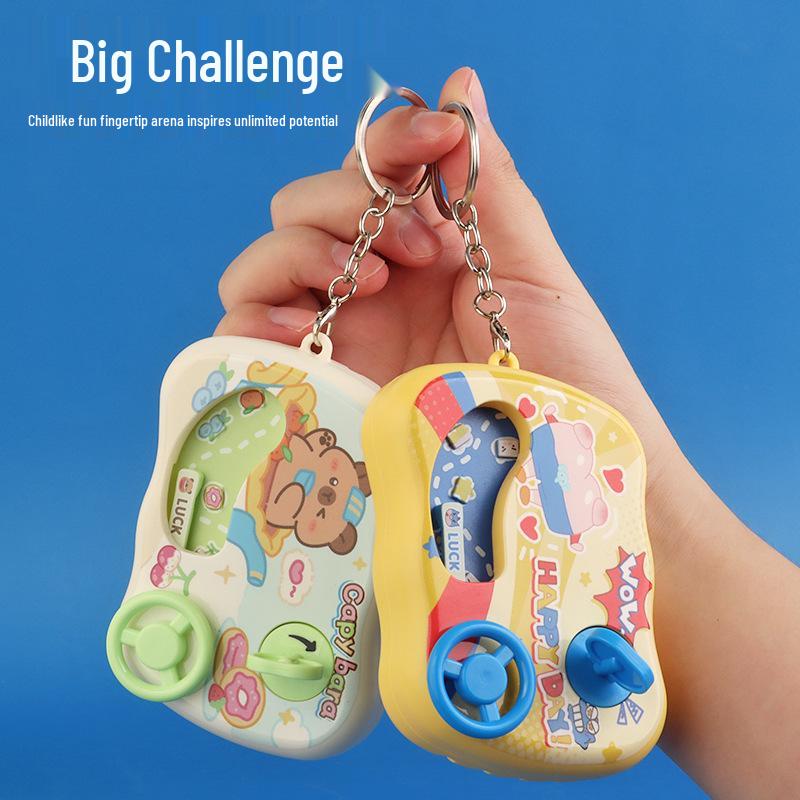 Mini Car Racing Game Keychain with Steering Wheel Pendant - Adventure Toy