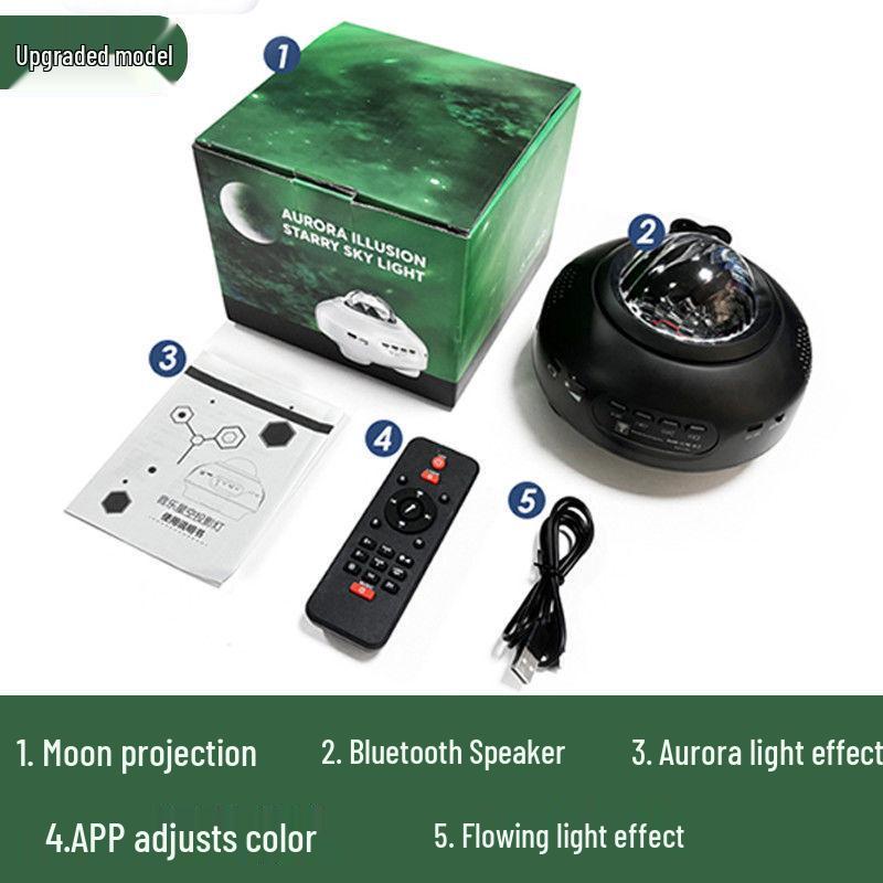 Bluetooth Aurora Projektor: Sternenhimmel & Wasserwellen Laserlicht für Schlafzimmeratmosphäre