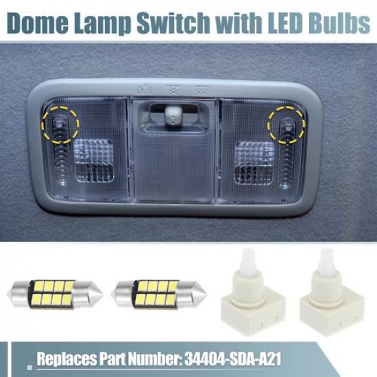 Pack of 1 For Honda CR-V 2008-2012 Dome Lamp Switch with White LED Bulbss