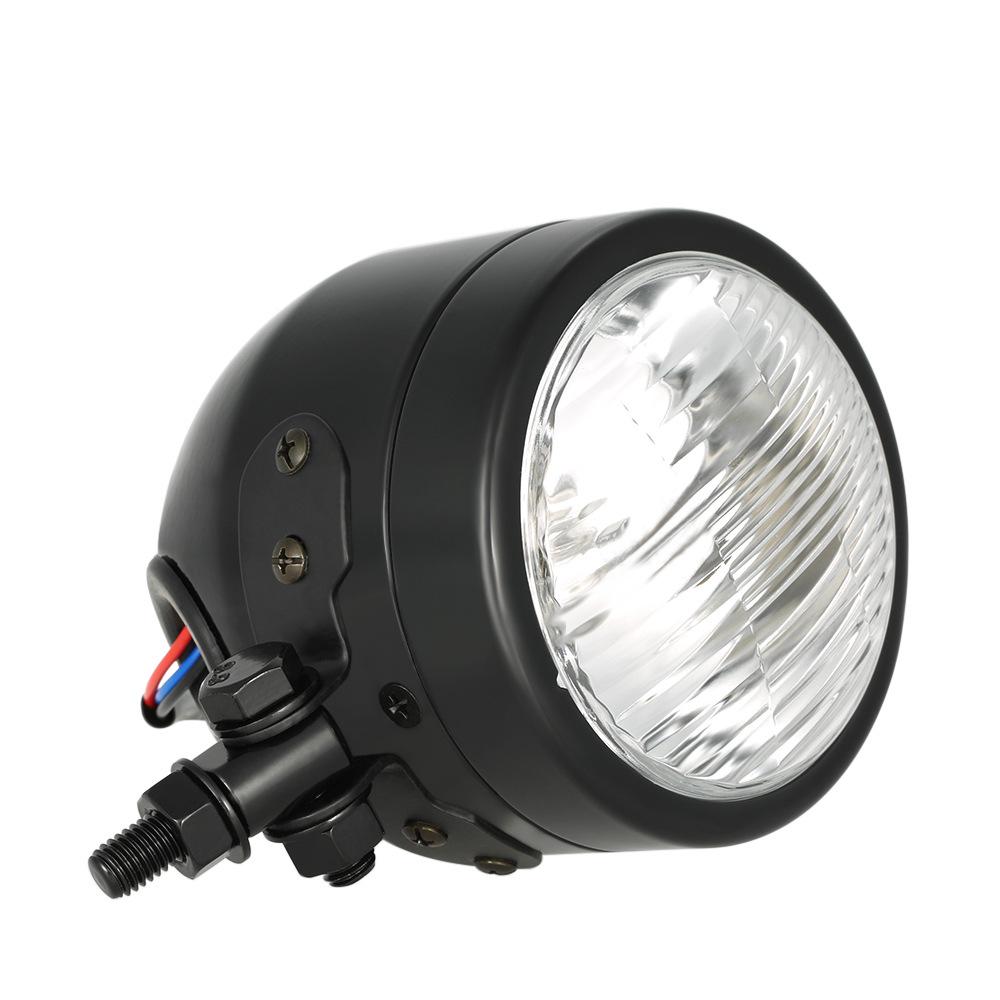 

4.5 Retro Silver Chrome Motorcycle Headlight for Harley, Black Electroplated Shell Black Shell + Clear Lens