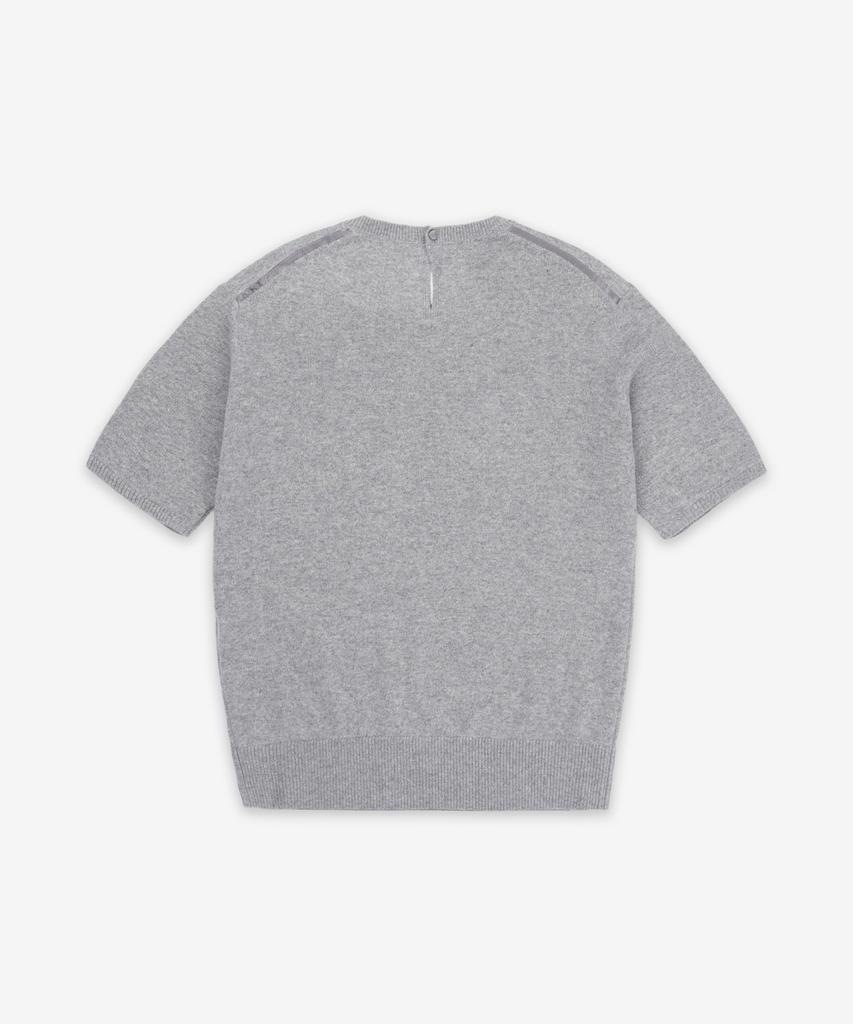 SAINT LAURENT Wool Crew Neck Short Sleeve Knit - Grey / 800574Y76Iy1473