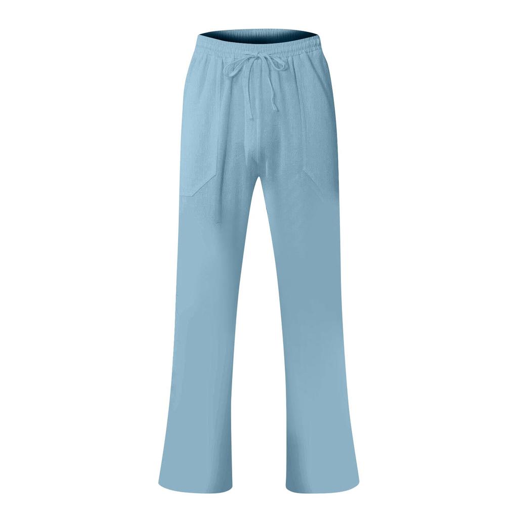 Ležérní plážové kalhoty z imitace plátna pro pánské volné ležérní kalhoty a dlouhé kalhoty