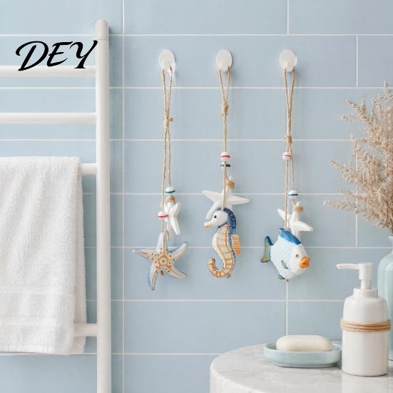 Bohemian Style Home Ornament Mediterranean Nautical Wall Hanging Decor, Handcrafted Wooden Ocean Ornaments, Decorative Pendants with Natural