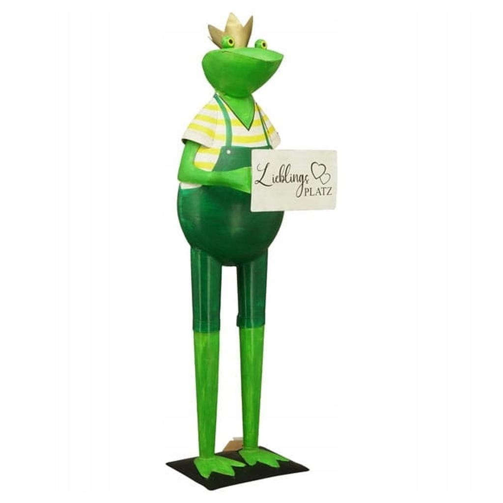 Large frog figure metal frog with lieblings platz plaque