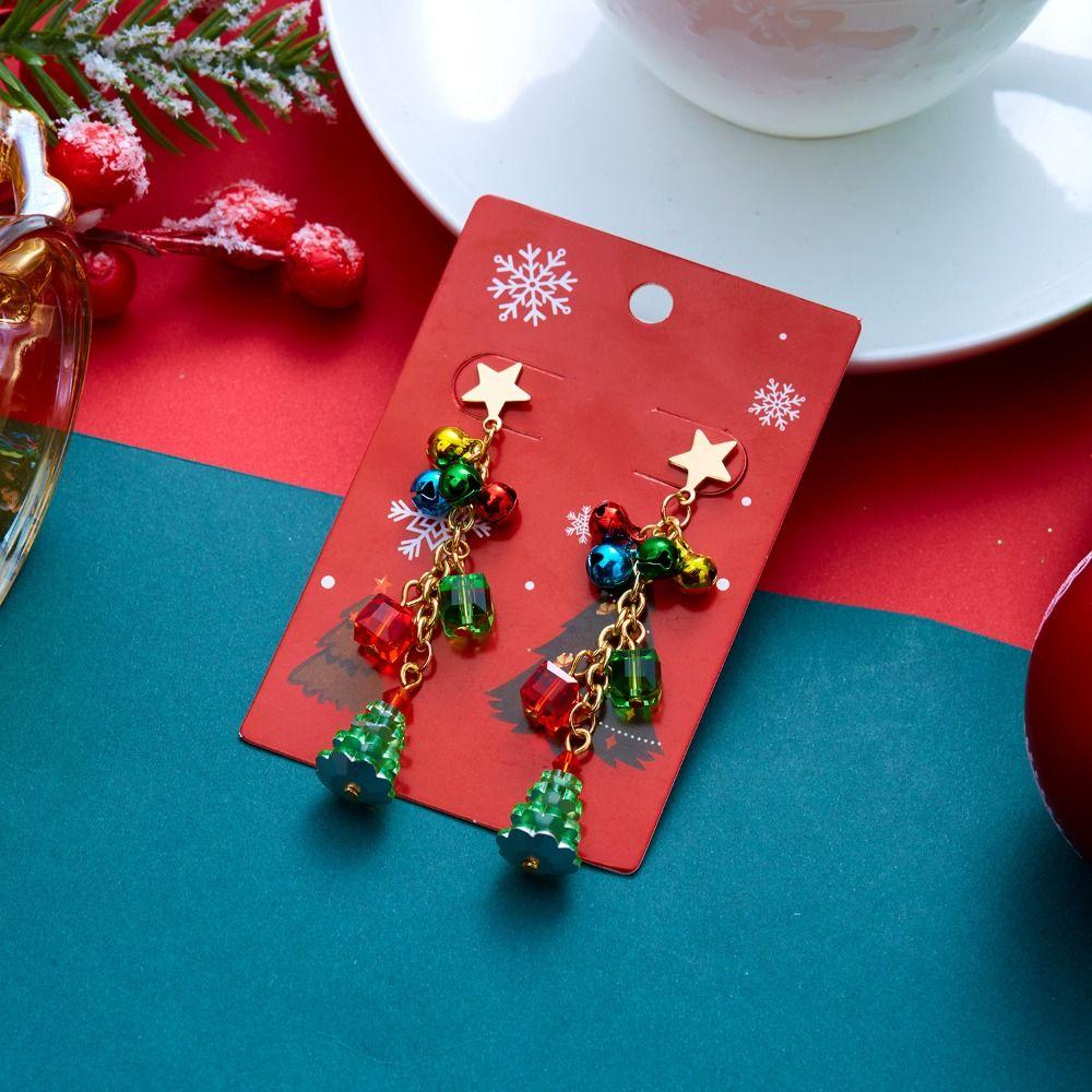 Bell Xmas Drop Dangle Stud Snowflake Christmas Jewelry Trendy Christmas Earrings Christmas
