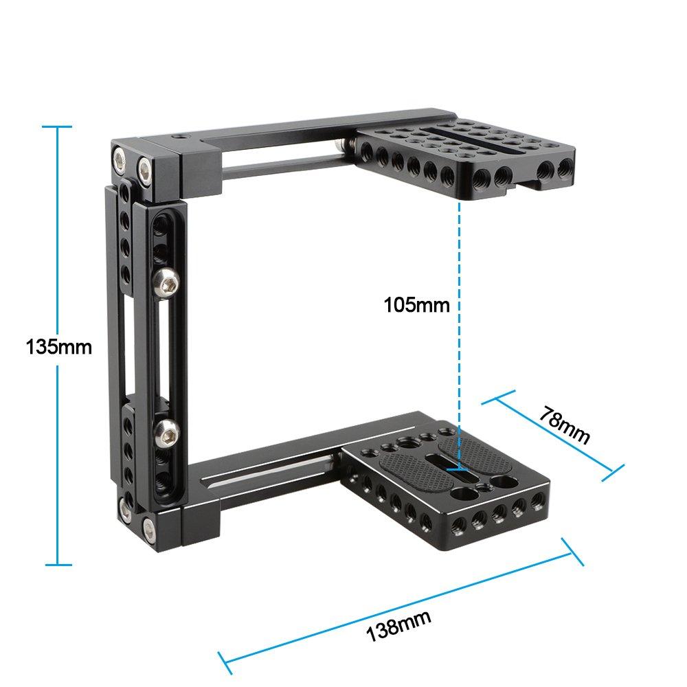 CAMVATE Camera Cage for Left and Right Universal and Screw Height and Width Sturdy Shooting Stabilizer Base Hands, C-Shaped Cage, 1/4" 3/8" Holes,