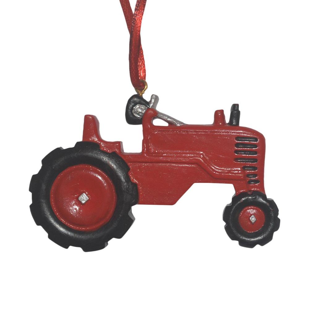 Christmas Tractor Ornament Hangable Christmas Tree Resin Tractor Charm Festival Craft Rustic Decoration For Garden Farm Hotel