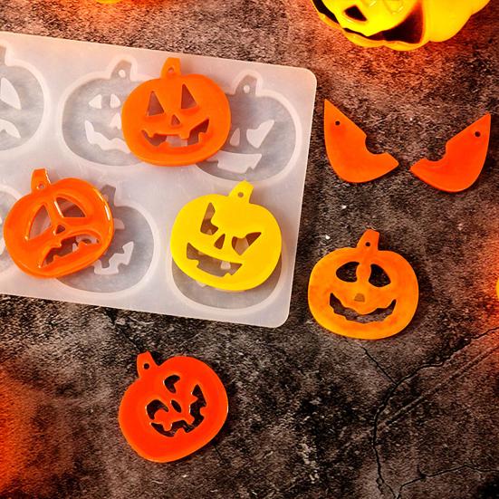 Halloween Silicone Mold Easy Release Pumpkin Cat Witch Shape DIY Earrings Necklace Pendant for Craft Making