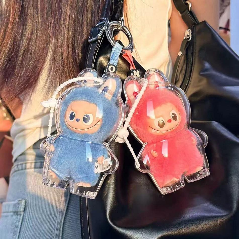 Labubu 4.0 Pin için Şeffaf Koruyucu Kılıf Aşk Serisi Peluş Bebek Toz Kılıfı LABUBU Bebek Aksesuarları İçin Saklama Kutusu