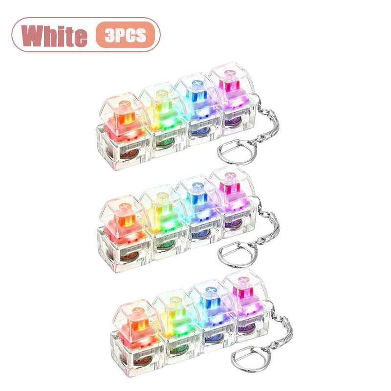 Mechanical Keyboard Switch Tester Keychain Fidget with LED Light DIY Keycap Stress Relief Clicker for Office Desk Anxiety Gift