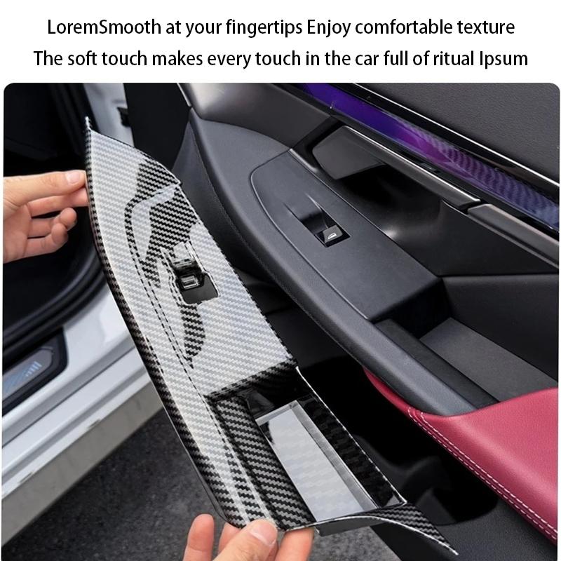 4pcs For BMW5 Series G60 2024-2025ABS Carbon Fiber ABS Carbon Fiber Look Windows Rise Switch Panel Glass Lift Control Cover Trim