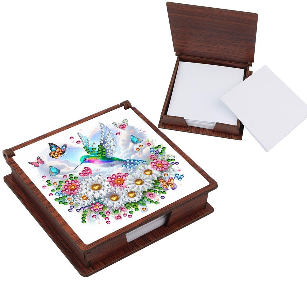 Wooden DIY Diamond Art Note Box with 160 Sheets Diamond Art Notepad Box for Home Office School Supplies Holiday Gifts