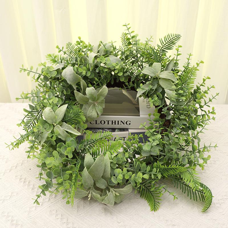 Plastic Simulation Rattan Eucalyptus Vine Circle Living Room Decoration Simulation of Green Plants
